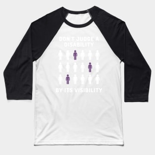 Disability Visibility White Text Baseball T-Shirt